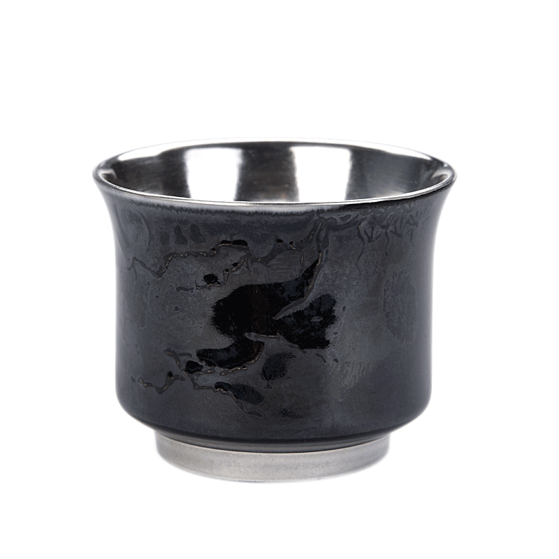 The ancient sheng up new koubei coppering. As silver 99 pure silver tea a single cup of kung fu master cup ceramics, black jade cup by hand