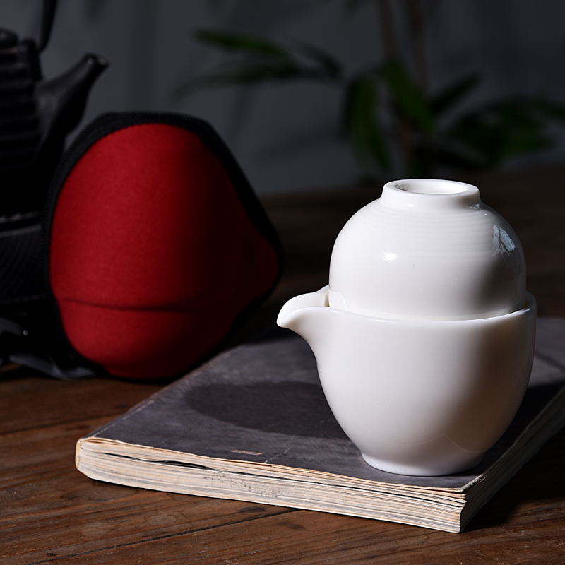 Ancient sheng up new packaging cup of white porcelain crack a pot of two cups of portable travel kung fu tea set suit elegant cups