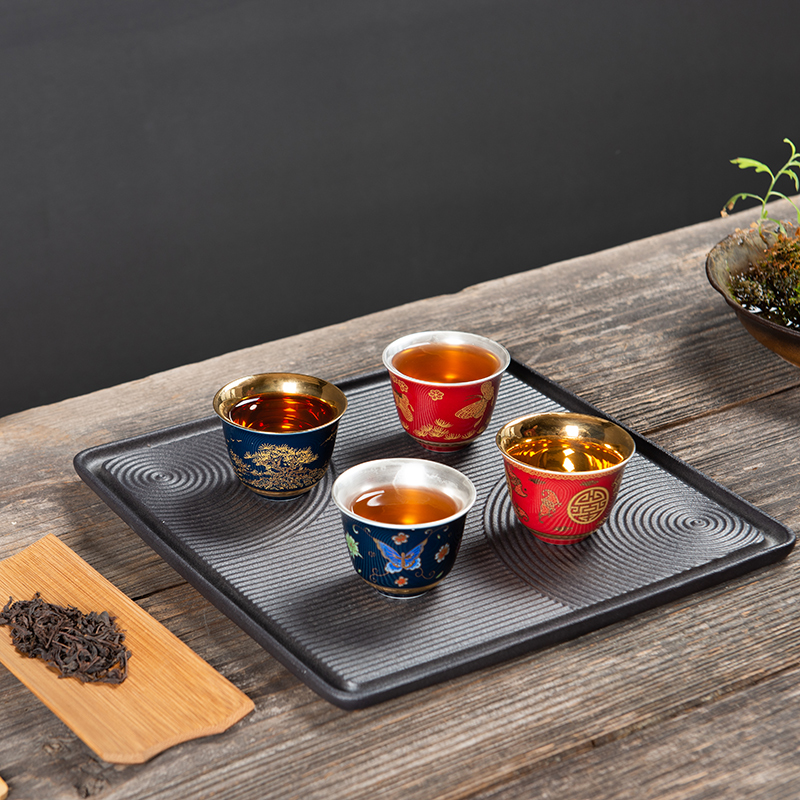 The Master cup single cup 999 sterling silver cup tea ceramic sample tea cup with silver, kung fu bowl is pure manual coppering. As silver cup