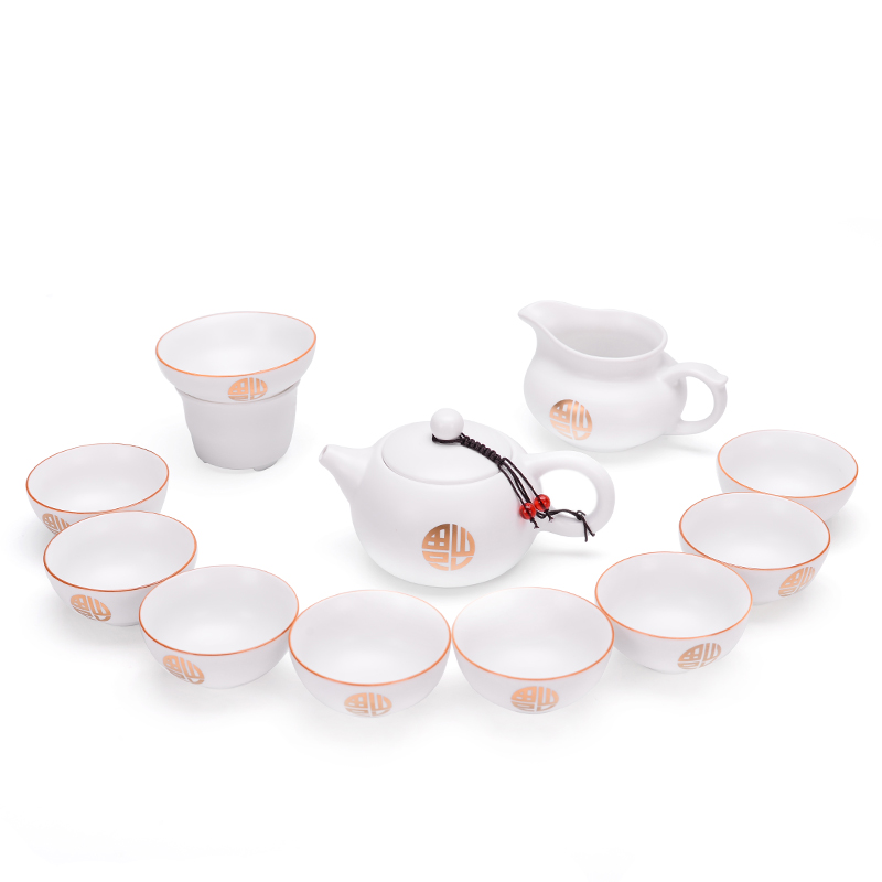 Tang Yan kung fu tea set up of a complete set of xi shi fang ceramics teapot inferior smooth white fat tureen home tea cups