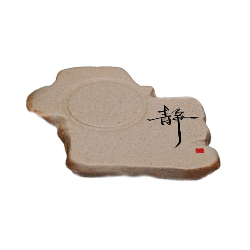 The Set of restoring ancient ways is handwritten coasters coarse pottery cup cup insulation square cup mat mat kung fu tea accessories cup mat