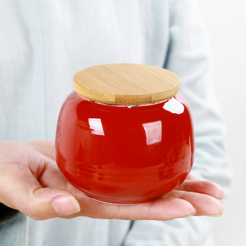 Tang Yan fang up caddy fixings ji red blue kung fu tea accessories ceramic seal POTS moistureproof green tea pu - erh tea