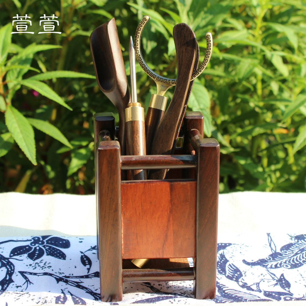 The Six gentleman kung fu tea set, ceramic tea accessories, tea taking ChaGa green bamboo white porcelain tea set