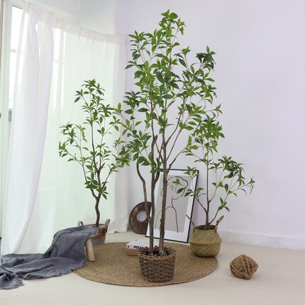 Japanese hotel floor plastic plant lamp for living room, set