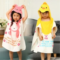 Child bath towels cloak summer with cap pure cotton bathrobes Men and women Absorbent Speed Dry Cartoon Baby Swimming Summer Thin