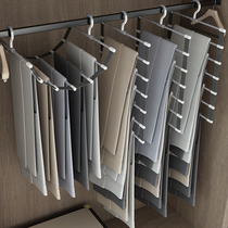 Good helper multi-layer household seamless clip hanging pants special hanger Wardrobe built-in multi-function pants rack storage artifact