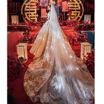 Forest department super fairy dream simple light shaking net red main wedding dress skirt 2021 new bride trailing word shoulder