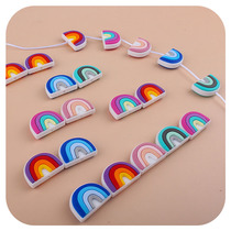 Creative DIY Baby Supplies Cartoon Silicone Rainbow Toy Tooth Gum Baby Grindproof Nipple Anti Drop Chain Gadget