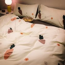 Jimei recommended simple cotton four-piece hipster cotton cartoon quilt cover bed hats Net red bed sheet three-piece set
