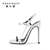 Dare Miss 2022 new Summer and American word with sandals High heel shoes 100 hitch and sexy nightfield white womens shoes