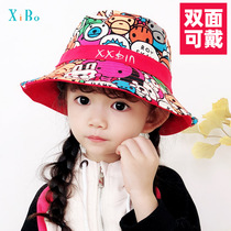Childrens fisherman hat Spring and Autumn girls sunshade sunscreen hat Baby Korean version of hip-hop baby double-sided basin hat boys tide
