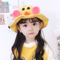 Childrens hat spring and autumn 2-6 years old baby fisherman hat girl cute super cute little yellow duck boy sun hat thin section
