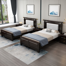 New Chinese solid wood bed Childrens bed 1 2 m Small family Type modern Chinese single bed with small bed China Wind aged bed