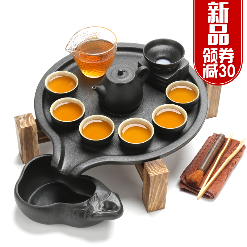 Fit ZongTang kung fu tea set suit of black tea tray of a complete set of household ceramic teapot teacup restoring ancient ways Japanese zen