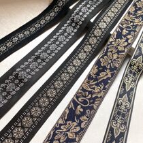 Jeans pants clothes widened side strips widened accessories retro jacquard woven collar decorative cloth strips