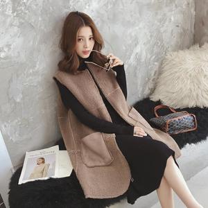 仿羊羔毛马甲女2019新款秋冬毛绒百搭大码女士马夹保暖外套坎肩女