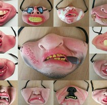 Mask half-face personality Halloween shake-up funny latex fucked up soft mask prom show dress up the whole demagogic mask