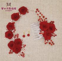 Mother-in-law floral wedding bride headwear headwear rose pearl hair accessories Comb Suit Red Dress accessories