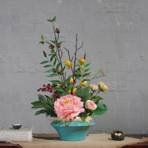 one thousand Sail Feather Emulated Flower Peony Flower Suit Floral sitting room swing piece Silk Flower Table Furnishing Fake Flower Olive Branch Flower Arrangement