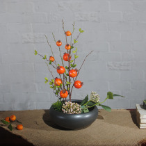 Pomegranate fruit tea table flower-flower sample plate room fake flower New Chinese emulated floral suit living-room decoration pendulum piece flower