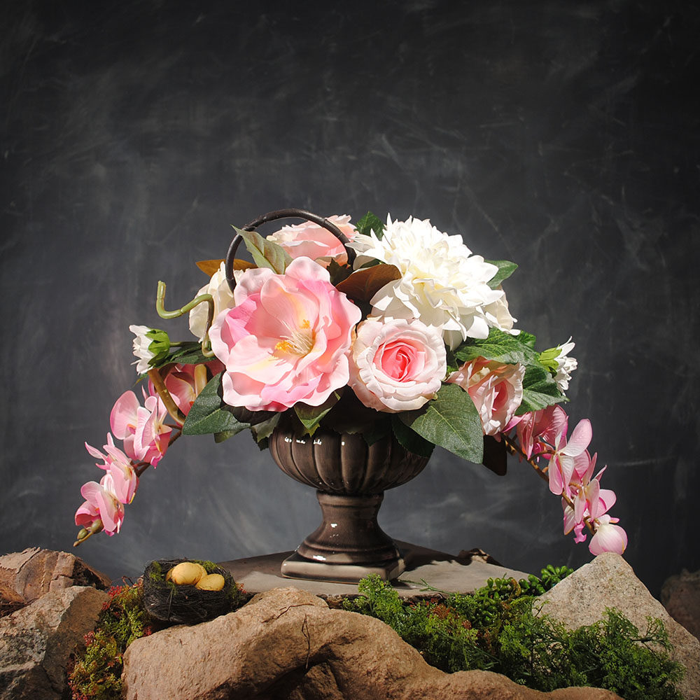 大吉大利大丽花玉兰蝴蝶兰仿真花套装客厅绢花装饰花假花边柜插花_6折