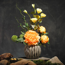 Rich peony new Chinese floral simulation flower set living room table silk rose decoration flower fake flower decoration flower