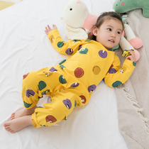 Baby Conjoined Pyjamas Children Spring Autumn Pure Cotton Girl Sleepwear 1 Baby 3 Year Old Cartoon Cute Anti Kick Khaama Sleeping Bag