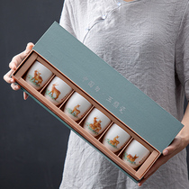 Porcelain Samadhi Dehua Sheep fat jade White porcelain teacup Master cup Tea cup Ceramic tea set Single cup gift box can be customized