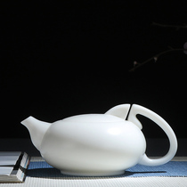 Porcelain Samadhi sheep fat jade Teapot Sun and Moon Teapot Dehua handmade white Porcelain tea pot Ceramic Kung Fu tea single pot
