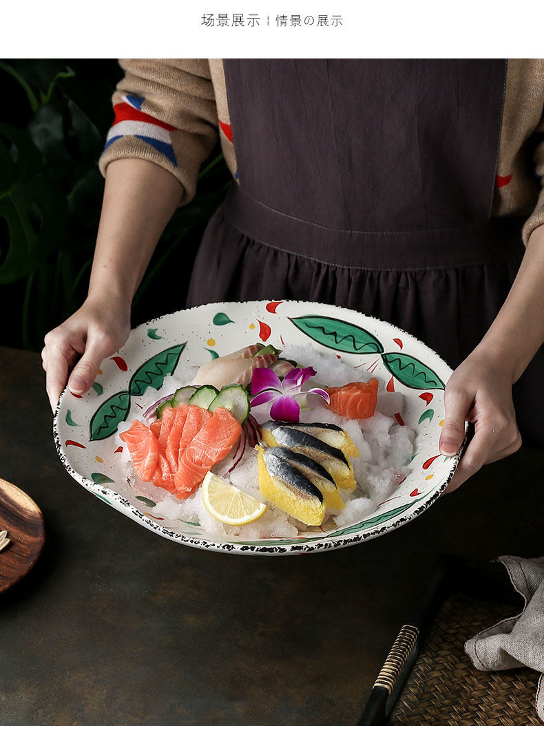 创意日式陶瓷刺身盘冰盘三文鱼海鲜鱼生盘子酒店意境菜餐具商用