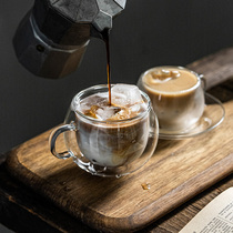 Coffee cup glass high-value small with spoon ins Wind light luxury household water cup creative double cup set