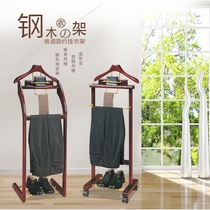 Hotel rooms floor-to-ceiling coat rack Simple modern mobile hanger Multifunctional oak solid wood with wheels hanger