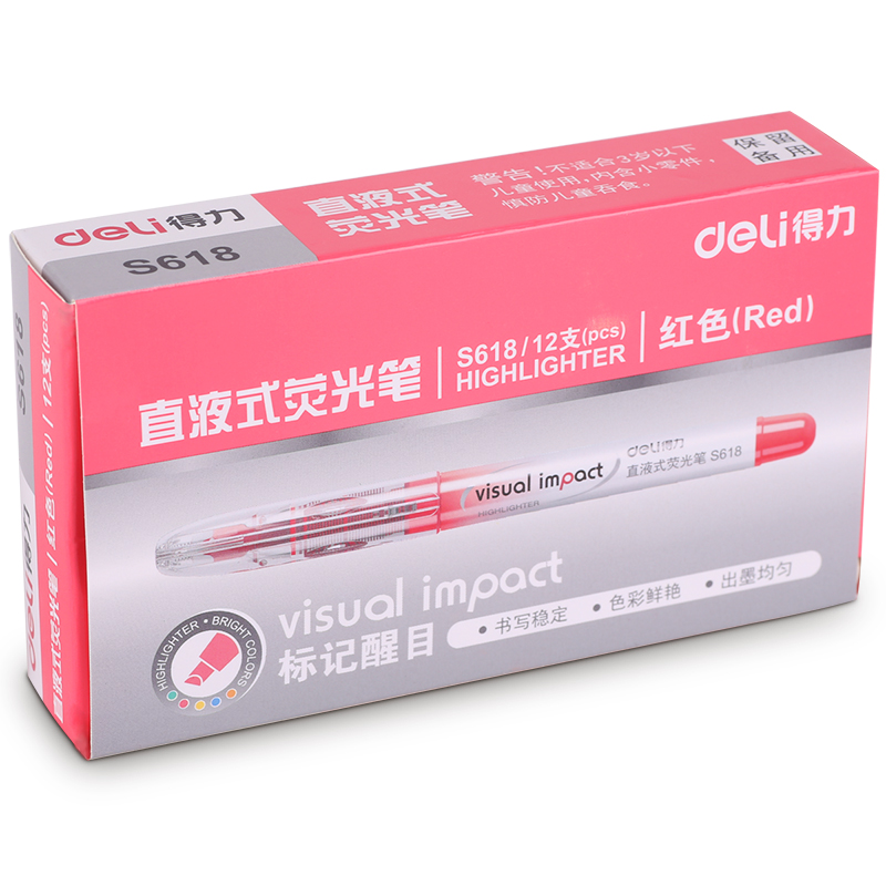 deli s618 direct liquid fluorescent pen, five color outfit, student homework test, punctuation, note taking, graffiti painting writing tool
