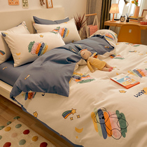 Cute small fresh cotton bed four-piece set 100 cotton girl heart ins bed sheet duvet cover Princess wind three-piece set