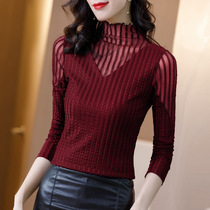 Autumn and winter thin pullover base shirt female half high collar size inner with 2020 new coat knitted autumn and winter fashion sense