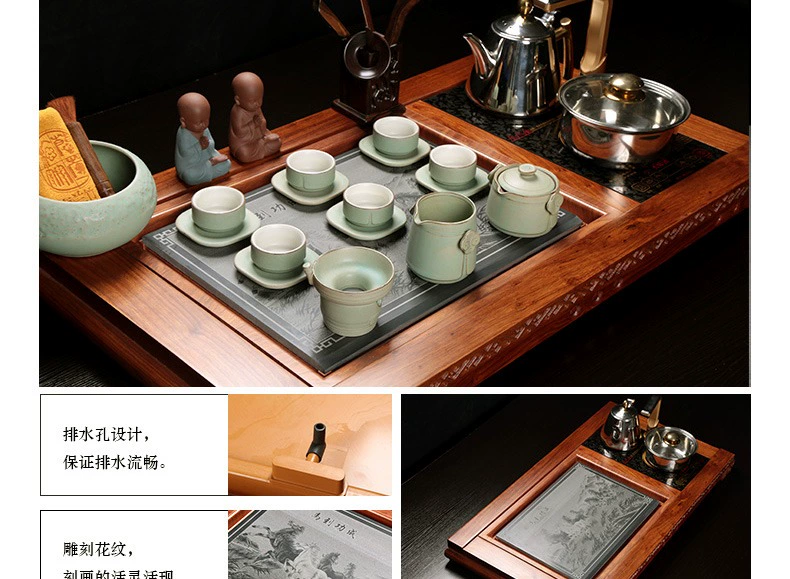 Bộ trà Xielongteng nghệ thuật pha trà gia dụng Dụng cụ pha trà bằng gỗ nguyên khối của Trung Quốc Bộ đầy đủ trà đạo hiện đại đơn giản phức tạp - Tấm