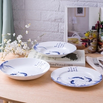 Brand Green Flower Ceramic Dishes Dish Jingdezhen Bone China Porcelain Deep Dinner tray Year-over-year tray Home