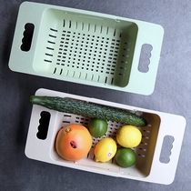 Brand MK washing dishes Divine Instrumental Kitchen Wash Fruit Washing vegetable Basket Plastic double-decked Large Number of Vegetable Basin Drain