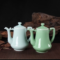 Brand Dragon Springs Green Porcelain Cool Kettle Ceramic Teapot Domestic Tea Kettle Large Capacity 1 Liter Cold Water Single Pot Heat Resistant