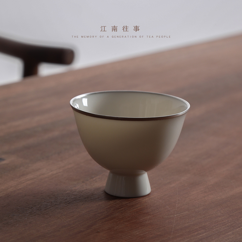 Jiangnan building ceramic cups white jade porcelain kung fu tea set manually past thin body taste a cup of tea cup a single master