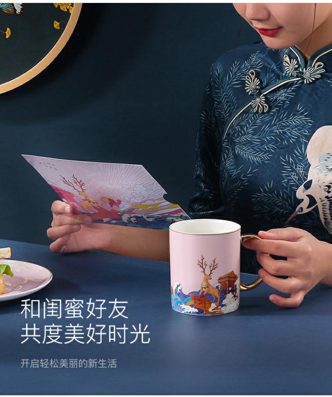 The tide of The Summer Palace cup Chinese wind lovers ceramic coffee cup gift mugs creative move trend