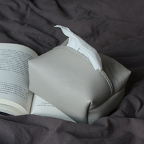 PANLULUPAN leather tissue box Imported first layer Litchi pattern cowhide draw paper box gift tissue bag simple