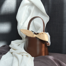 PANLULUPAN new niche cowhide womens bag shoulder crossbody portable bucket bag small and cute