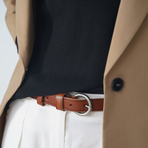 PANLULUPAN niche design First layer cowhide ins Vintage middle-aged round buckle belt belt women can tie knots