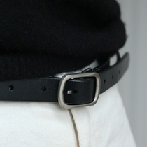 PANLULUPAN VINTAGE LEATHER VEGETABLE TANNED LEATHER WOMENs PIN buckle BELT LITERARY WEAR-resistant BELT SILVER matte buckle HEAD