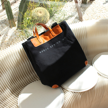 PANLULUPAN vintage canvas with vegetable-tanned cowhide Large capacity water repellent and stain-proof portable shoulder tote