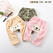 2020 new childrens clothing autumn and winter cartoon pp pants Coral velvet childrens pants childrens pants baby embroidery big butt pants