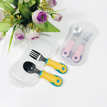 Childrens spoon and fork set food grade 316 stainless steel short handle baby learning to eat training spoon baby food supplement tableware