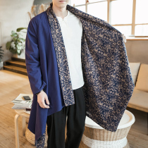Chinese style Tang suit improved Hanfu Chinese style mens clothing Chinese style mens cloak jacket National style ancient costume Zen dress robe gown