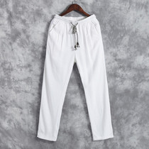 Chinese style men's vintage linen pants loose straight large size men's cotton linen casual pants thin youth long pants